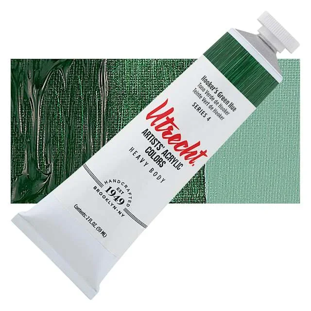 Utrecht Artists’ Acrylic Paint – Hooker’s Green Hue, 2 oz tube