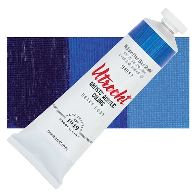 Utrecht Artists’ Acrylic Paint – Phthalo Blue (Red Shade), 2 oz tube