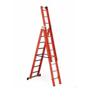 V3 – Glass Fibre Ladder; 3 x 10 Tread; 150kg; Red