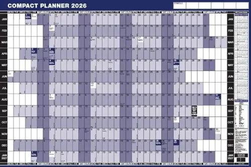 ValueX Double Sided Compact Year And Holiday Planner Unmounted 2026 – CYPU