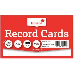 ValueX Record Cards Plain 127x76mm White (Pack 100) – 753