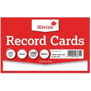 ValueX Record Cards Plain 203x127mm White (Pack 100) – 785