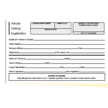 Vehicle Registration, Two Part, 8 X 5, Package Of 100