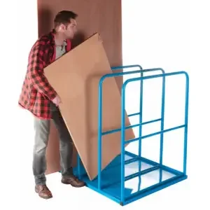 Vertical Sheet Rack; 3 Bays; Flat Sheet Base; Distance between support bars 310mm; Blue