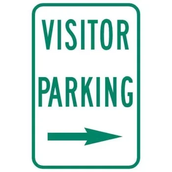 Visitor Parking Sign With Right Arrow, Non-Reflective, 12 X 18