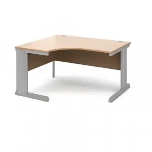 Vivo left hand ergonomic desk 1400mm – silver frame, beech top