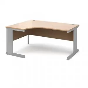 Vivo left hand ergonomic desk 1600mm – silver frame, beech top