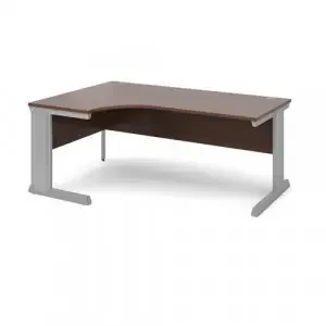 Vivo left hand ergonomic desk 1800mm – silver frame, walnut top