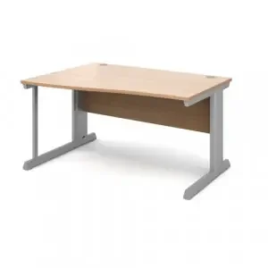 Vivo left hand wave desk 1400mm – silver frame, beech top