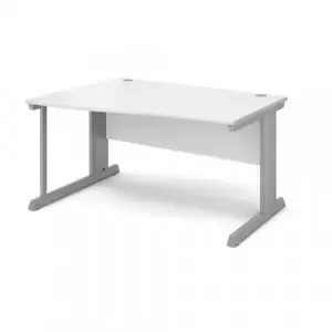 Vivo left hand wave desk 1400mm – silver frame, white top