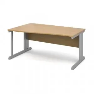 Vivo left hand wave desk 1600mm – silver frame, oak top