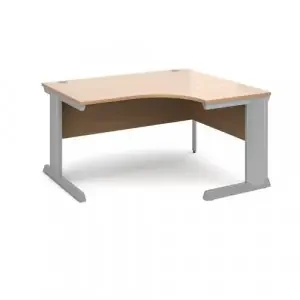 Vivo right hand ergonomic desk 1400mm – silver frame, beech top