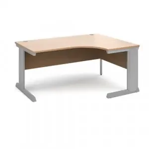 Vivo right hand ergonomic desk 1600mm – silver frame, beech top