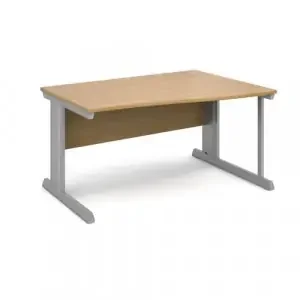 Vivo right hand wave desk 1400mm – silver frame, oak top