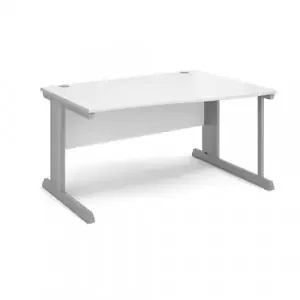 Vivo right hand wave desk 1400mm – silver frame, white top