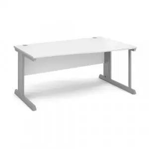 Vivo right hand wave desk 1600mm – silver frame, white top