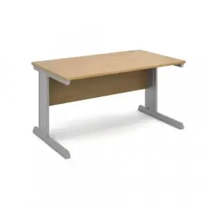 Vivo straight desk 1400mm x 800mm – silver frame, oak top