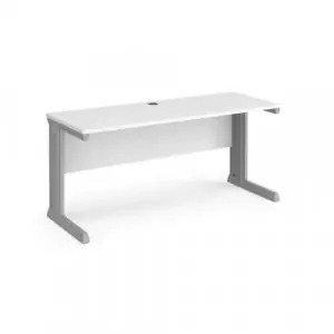 Vivo straight desk 1600mm x 600mm – silver frame, white top