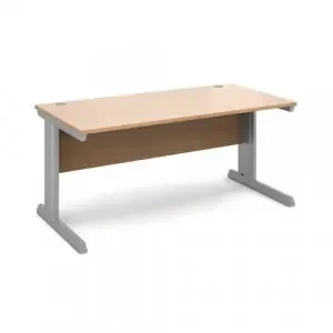 Vivo straight desk 1600mm x 800mm – silver frame, beech top