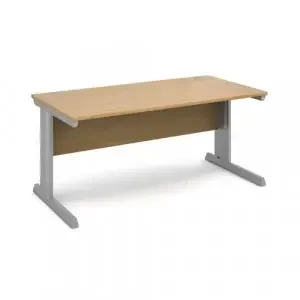 Vivo straight desk 1600mm x 800mm – silver frame, oak top