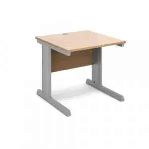 Vivo straight desk 800mm x 800mm – silver frame, beech top