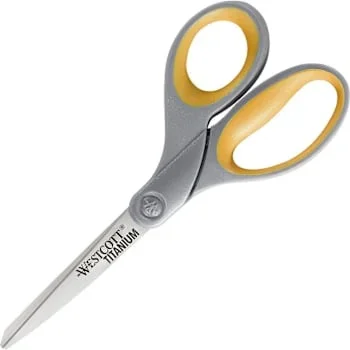 Westcott 8″ Titanium Bonded Scissors Straight Tip Gray / Yellow