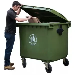 Wheelie Bin; 1100L; Polyethylene; Green