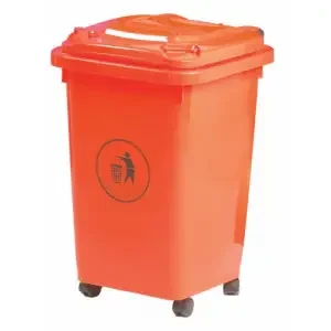 Wheelie Bin; 50L; 30% Recycled Polyethylene; Red/Orange