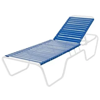 Windward Design Group White Frame Stack Chaise Lounge With Royal Blue Vinyl Straps Min Qty 4
