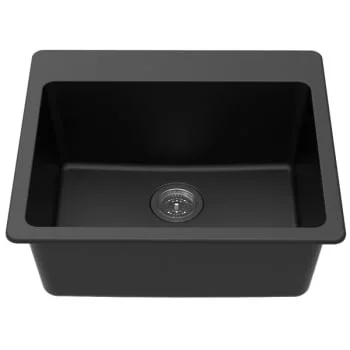 Winpro 25″ X 22″ X 9.5″ Dual Mount Granite Composite Single Bowl Sink In Black