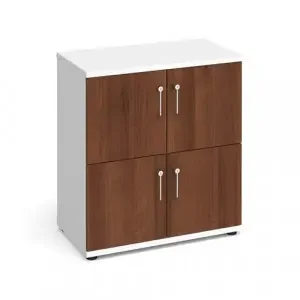 Wooden storage lockers 4 door – white with walnut doors