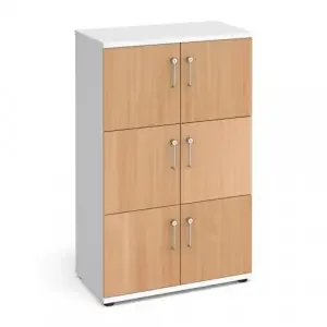 Wooden storage lockers 6 door – white with beech doors
