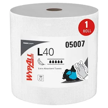 WypAll Powerclean L40 Absorbent Towels, 750 Sheets-Case