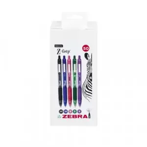 Zebra Z-Grip Smooth Ballpoint Pen 1.0mm Tip Assorted (Pack 50) – 02760